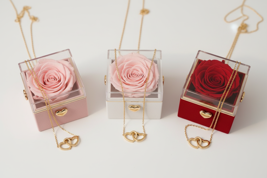 Eeuwige Roos Box - Gepersonaliseerde Ketting met Gravure