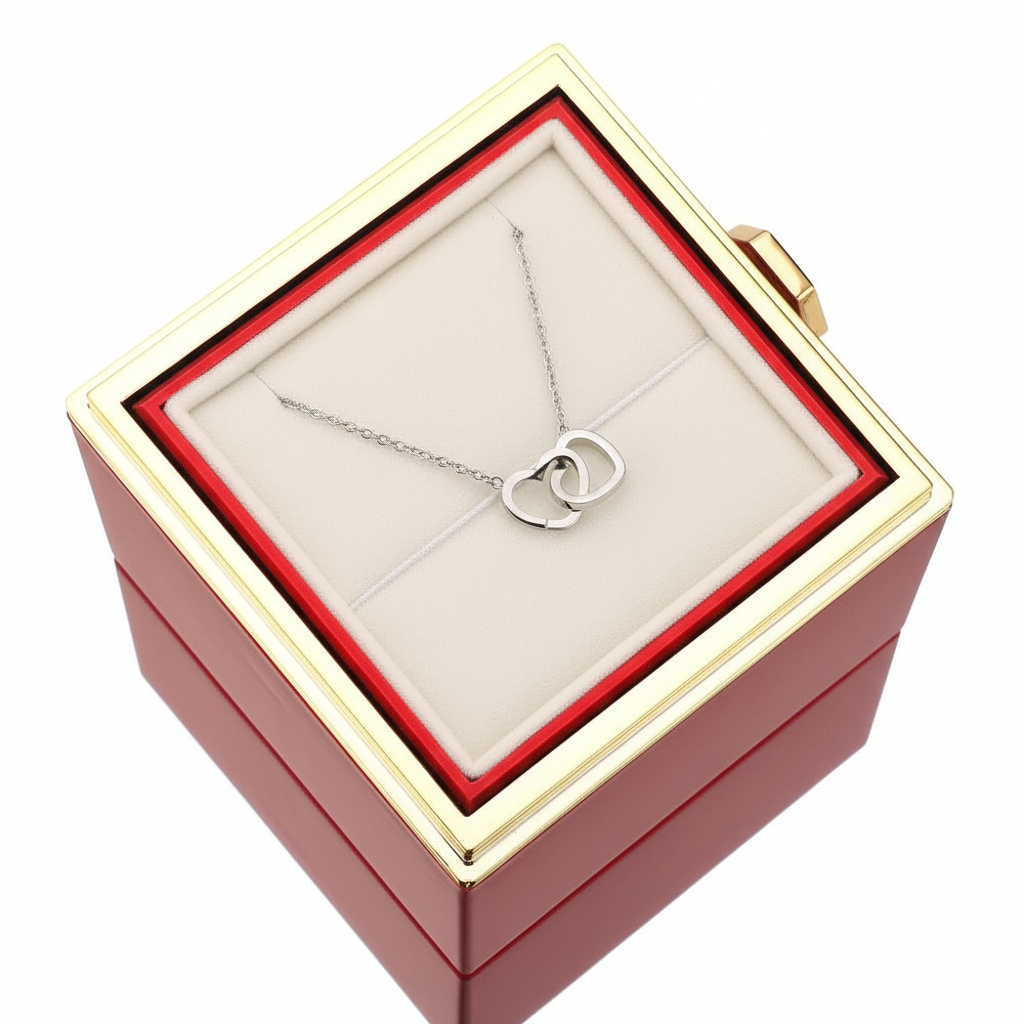 Eeuwige Roos Box - Gepersonaliseerde Ketting met Gravure